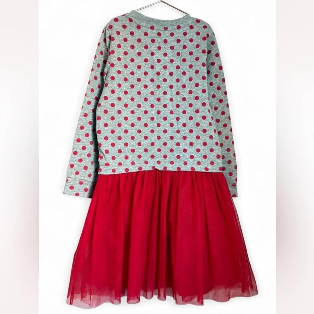 Girls Gap Size 5 Grey and red‎ polka dot tulle dress with Minnie Mouse Bow